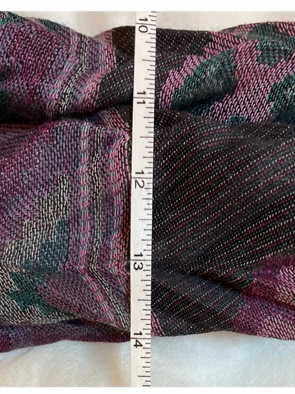 Boho Plaid Infinity Scarf Pink Purple Fringe Lightweight Women’s